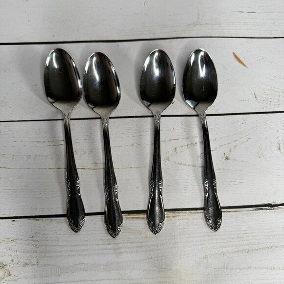 Oneida Mansfield Teaspoon Stainless Silverware Lot of 4 Replacement Floral 6" - Picture 3 of 9